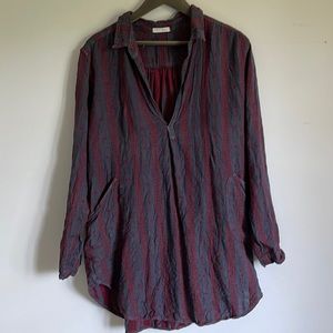 Free People CP Shades long sleeve oversized v-neck tunic top - large